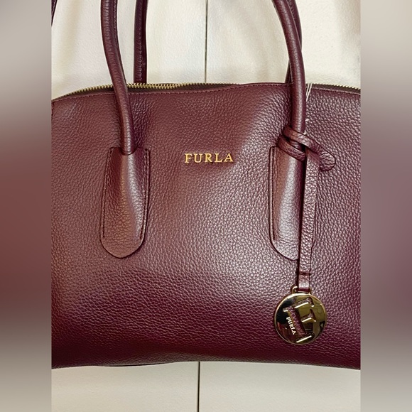 FurlaTessa L Satchel Barolo Burgundy/Wine Leather Handbag / 2 Way - Picture 2 of 14